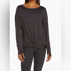Zella | Black Twist Front Long Sleeve Athleisure Top - 2X